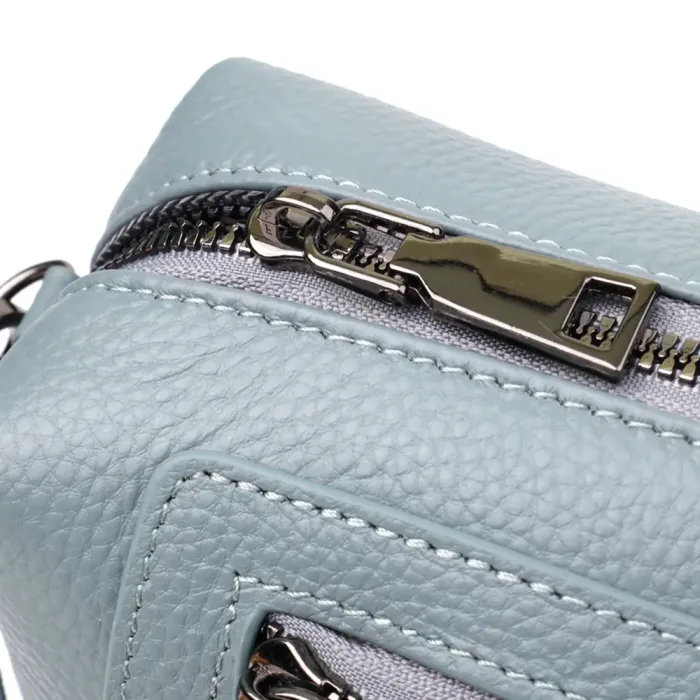 Елегантна жіноча сумка з натуральної шкіри із сучасним декором Vintage 22925 Блакитний