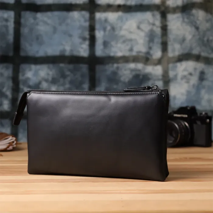 Стильний чоловічий клатч із натуральної шкіри Vintage 23035 Чорний