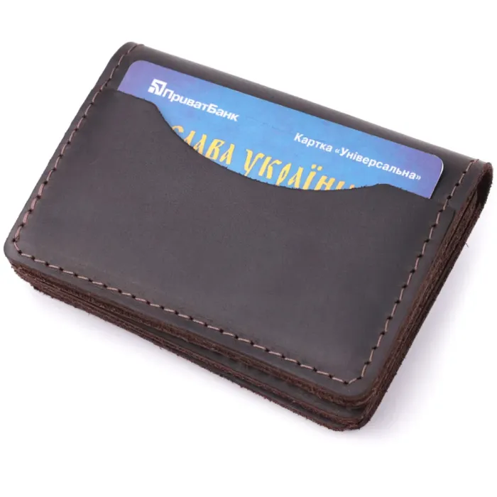 Стильна обкладинка на автодокументи у вінтажній шкірі GRANDE PELLE 22873 Темно-коричнева