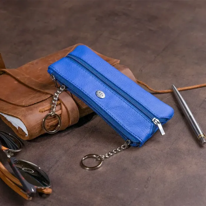 Ключница-кошелек с кармашком унисекс ST Leather 19351 Синяя