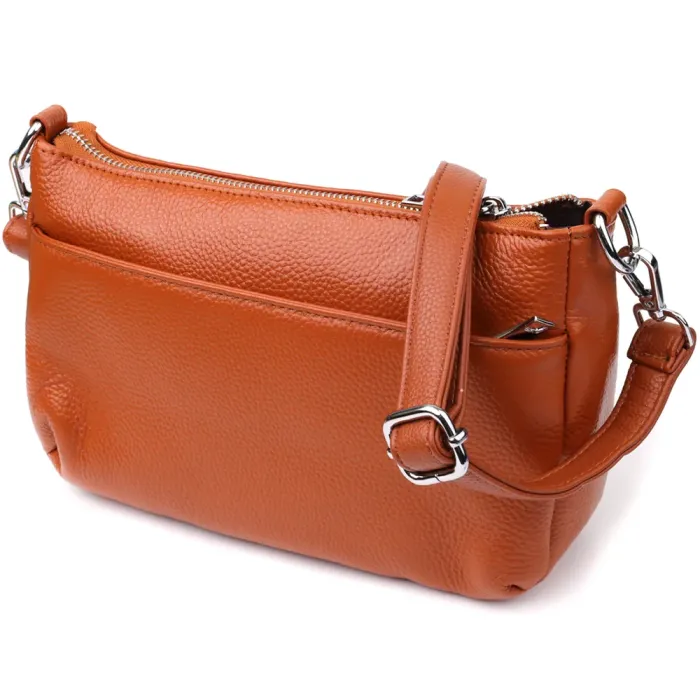 Жіноча сумка з натуральної шкіри з двома ремінцями Vintage 22929 Рудий