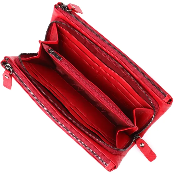 Шкіряний жіночий гаманець на три відділення ST Leather 23109 Червоний