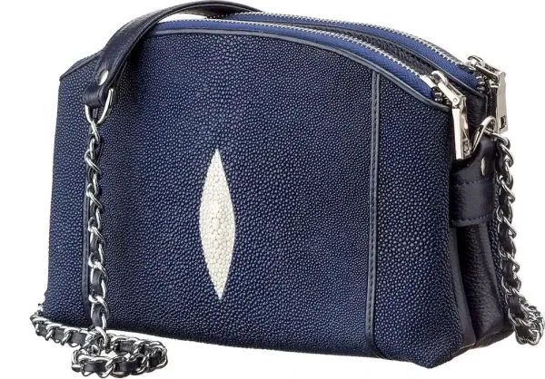 Сумка жіноча STINGRAY LEATHER 18218 із натуральної шкіри морського скату Синя