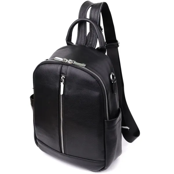 Практичний жіночий рюкзак з натуральної шкіри Vintage 23057 Чорний