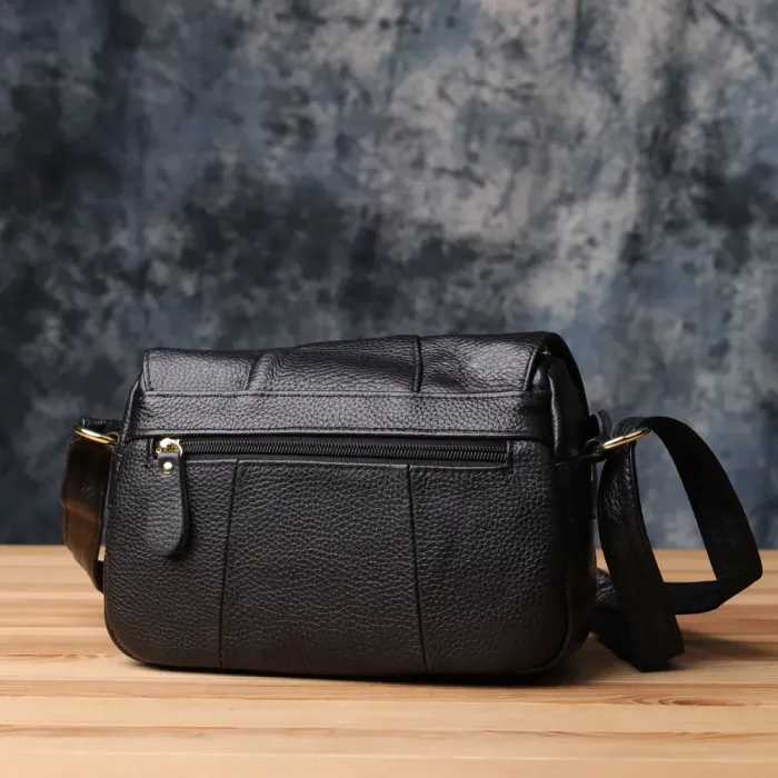 Сумка з натуральної шкіри для стильних жінок Vintage 22972 Чорний