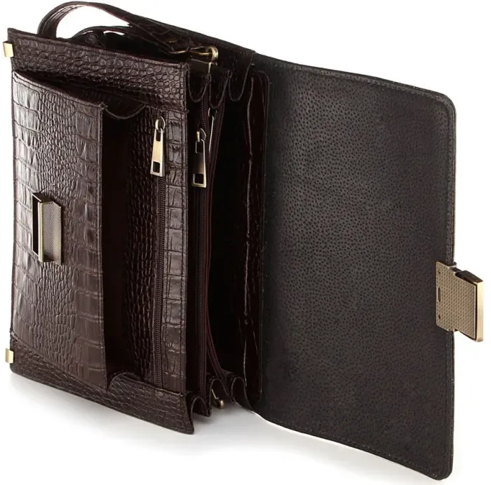 Барсетка SHVIGEL 00368 із натуральної шкіри Коричнева