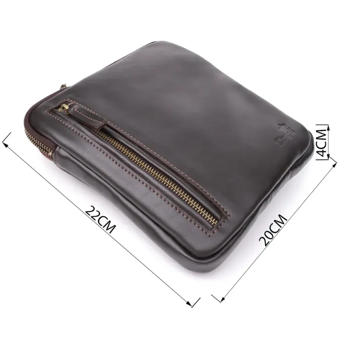 Елегантна чоловіча сумка з гладкої натуральної шкіри Shvigel 23150 Коричневий