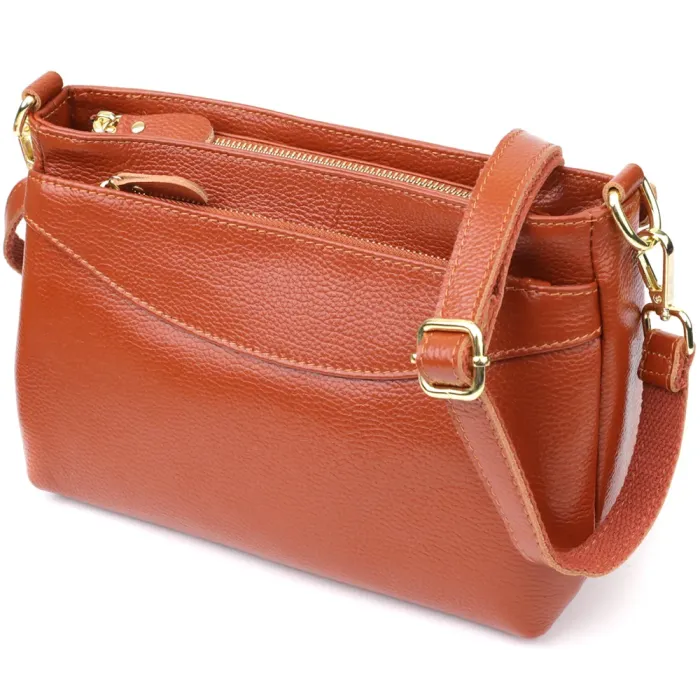 Жіноча сумка з натуральної шкіри з формостійким дном Vintage 22983 Коричневий