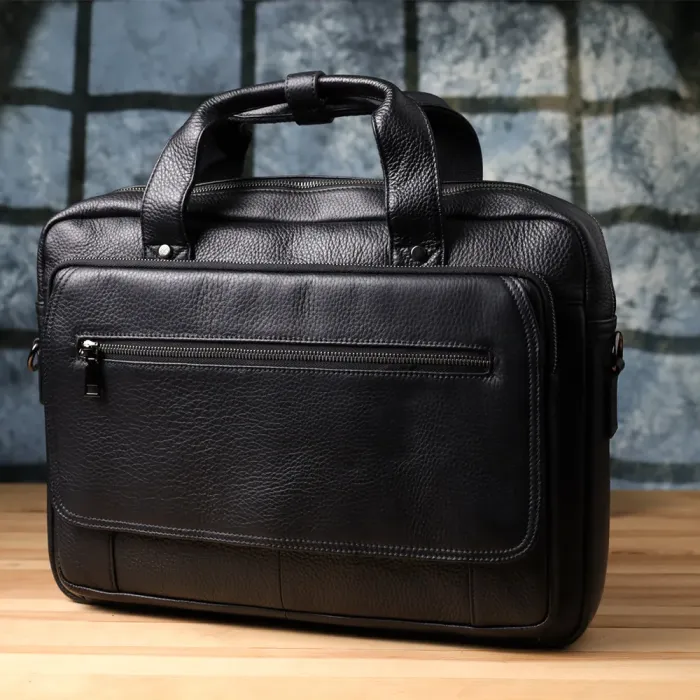 Місткий портфель для чоловіків з натуральної шкіри Vintage 23043 Чорний