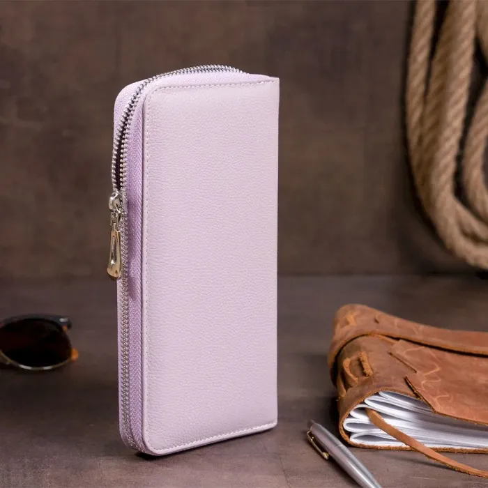 Місткий клатч шкіряний жіночий ST Leather 19278 Ліловий