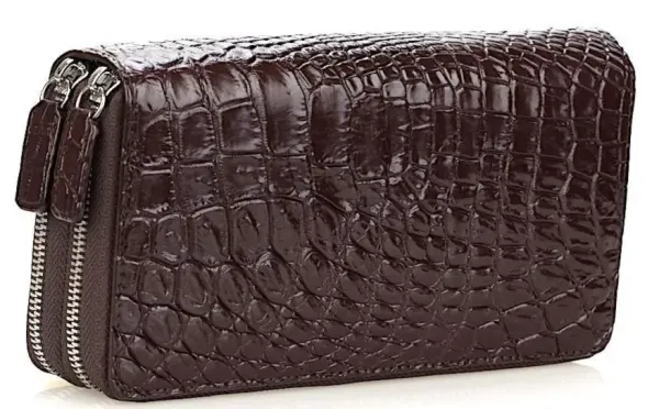 Гаманець-клатч CROCODILE LEATHER 18260 із натуральної шкіри крокодила Коричневий