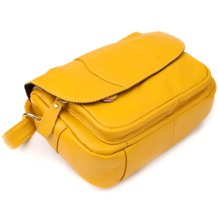 Елегантна шкіряна сумка для жінок на день Vintage 22969 Жовтий