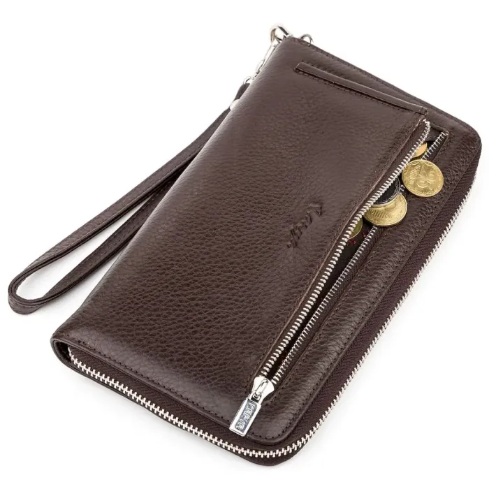 Гаманець-клатч чоловічий KARYA 17068 шкіряний Коричневий