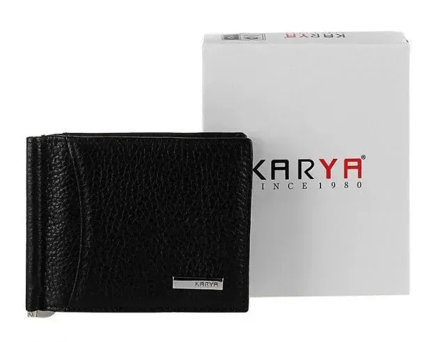 Затискач чоловічий KARYA 17084 шкіряний Чорний