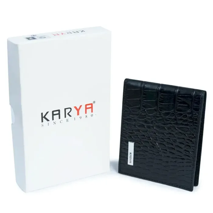 Затискач чоловічий KARYA 17093 шкіряний Чорний