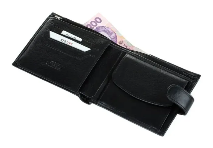 Портмоне мужское KARYA 17100 кожаное Черное