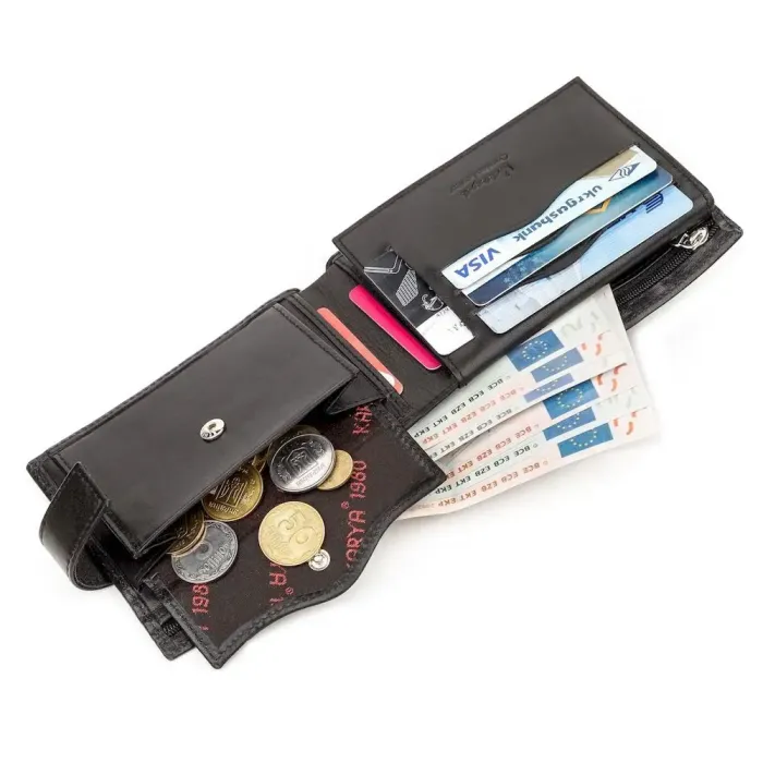 Портмоне чоловіче KARYA 17101 шкіряне Чорне