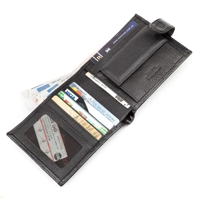 Портмоне чоловіче KARYA 17104 шкіряне Чорне