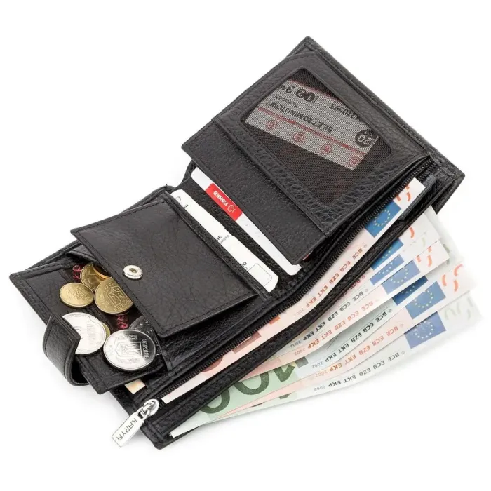 Портмоне вертикальне KARYA 17119 Чорна шкіра