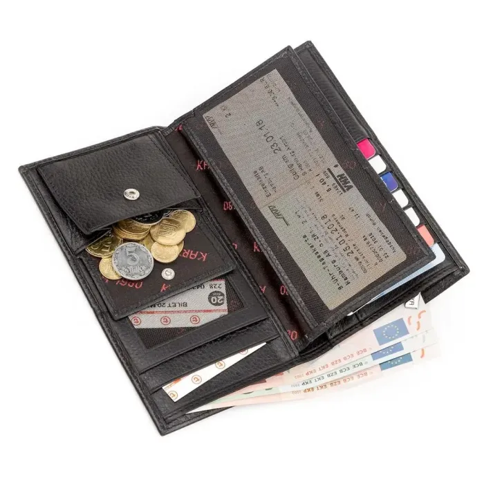 Гаманець вертикальний KARYA 17132 шкіра Чорний