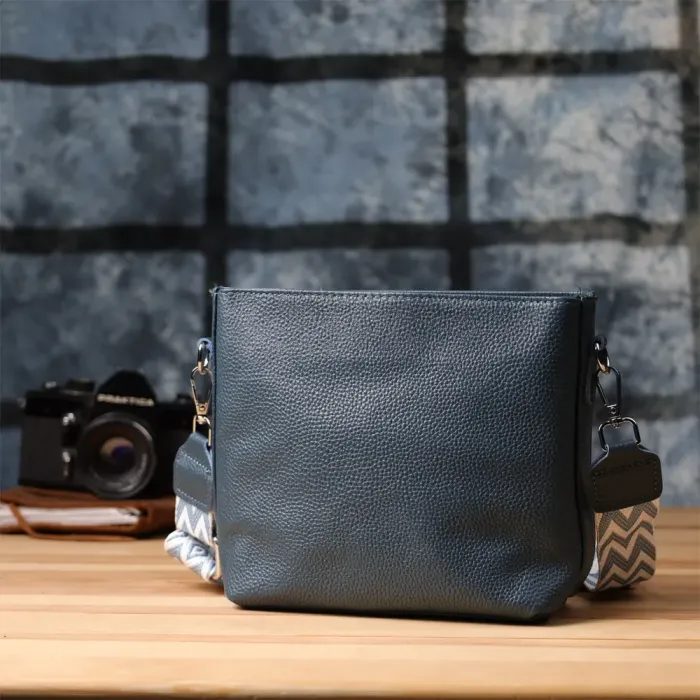 Повсякденна сумка жіноча на плече з натуральної шкіри Vintage 22911 Блакитний