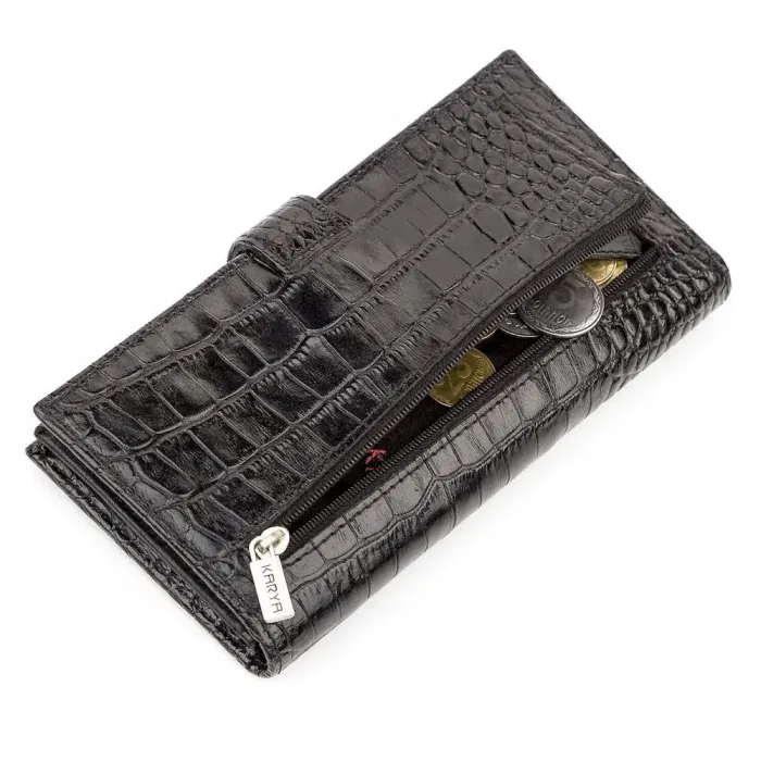 Портмоне вертикальне KARYA 17138 шкіра Чорне