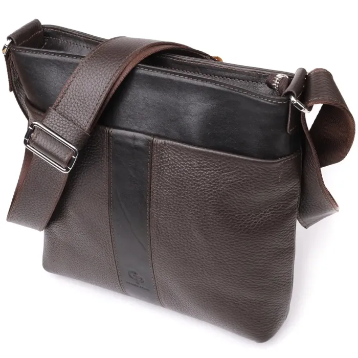 Стильна сумка через плече для чоловіків із натуральної шкіри GRANDE PELLE 22884 Коричневий