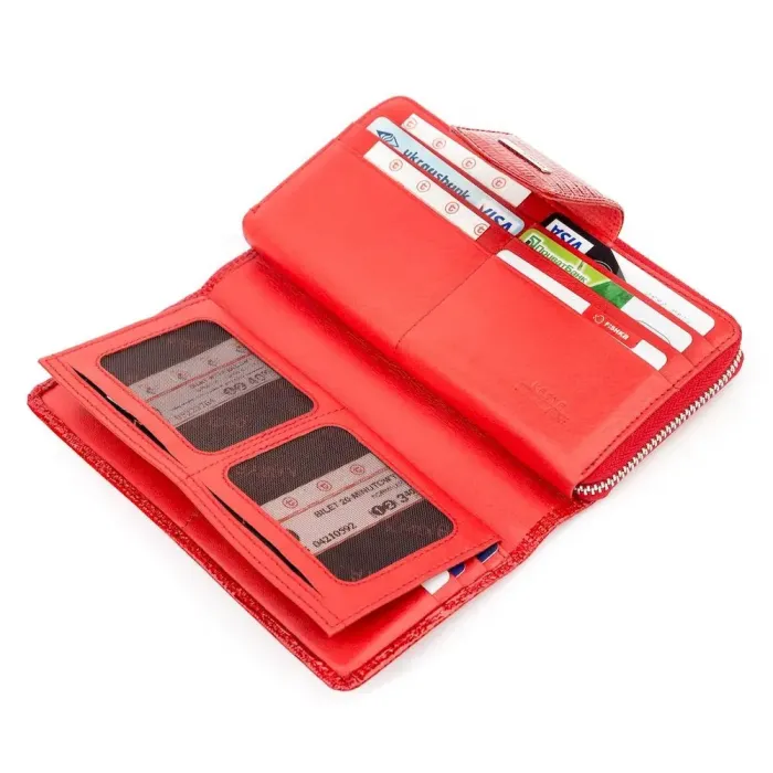 Портмоне женское KARYA 17183 кожаное Красное