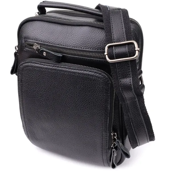 Ділова чоловіча сумка з ручкою для перенесення в руці з натуральної шкіри Vintage 23034 Чорний