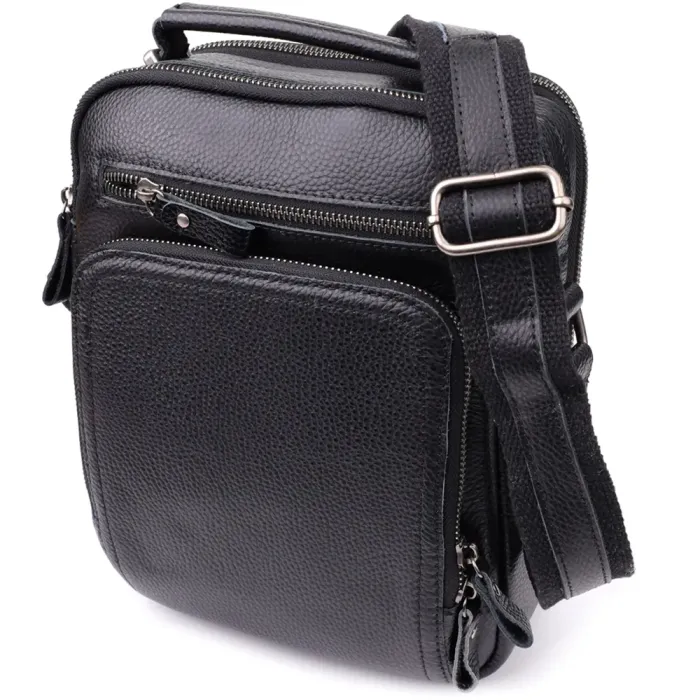 Ділова чоловіча сумка з ручкою для перенесення в руці з натуральної шкіри Vintage 23034 Чорний