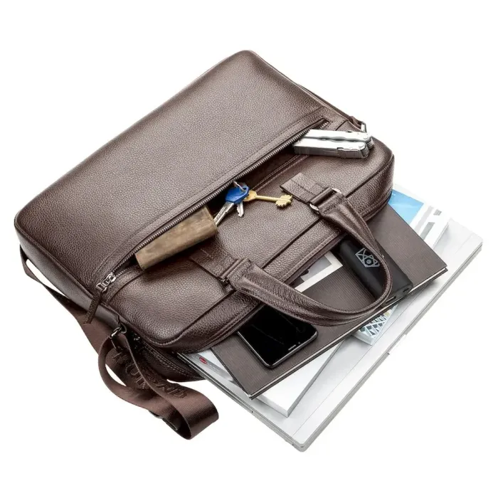 Сумка чоловіча Bond 17217 шкіряна Коричнева