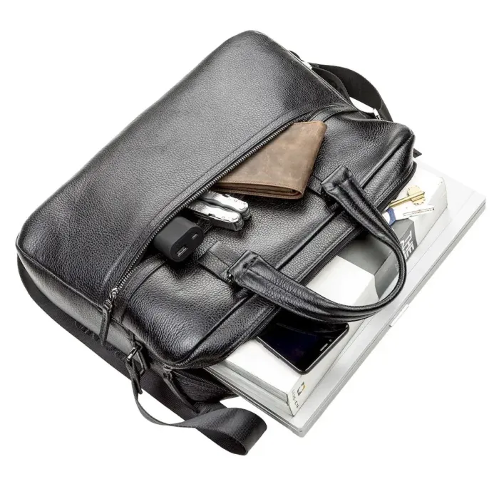 Сумка чоловіча Bond 17218 шкіряна Чорна