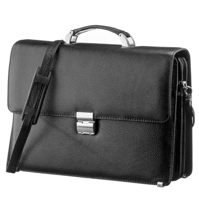 Чоловічий портфель KARYA 17222 шкіряний Чорний флотар