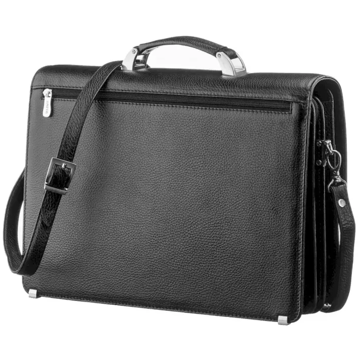 Чоловічий портфель KARYA 17222 шкіряний Чорний флотар