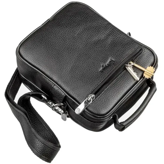 Сумка чоловіча KARYA 17224 шкіряна Чорна флотар