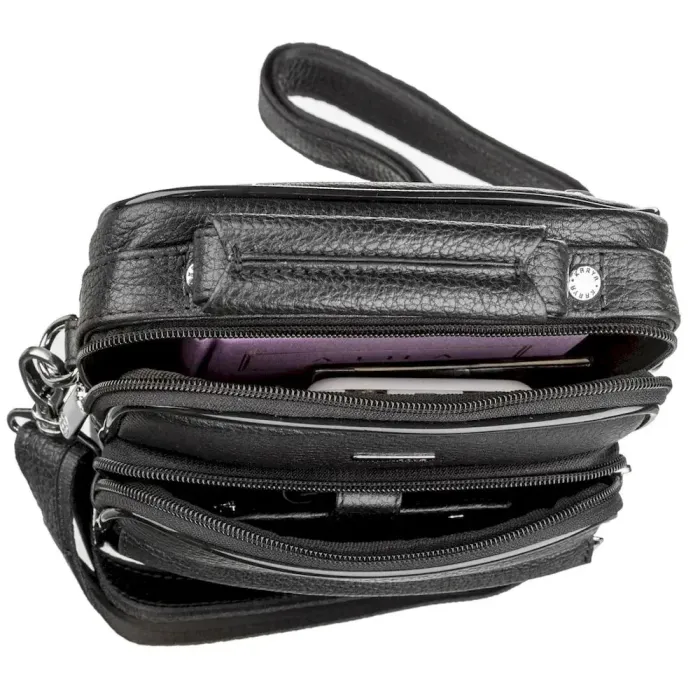 Сумка чоловіча KARYA 17224 шкіряна Чорна флотар