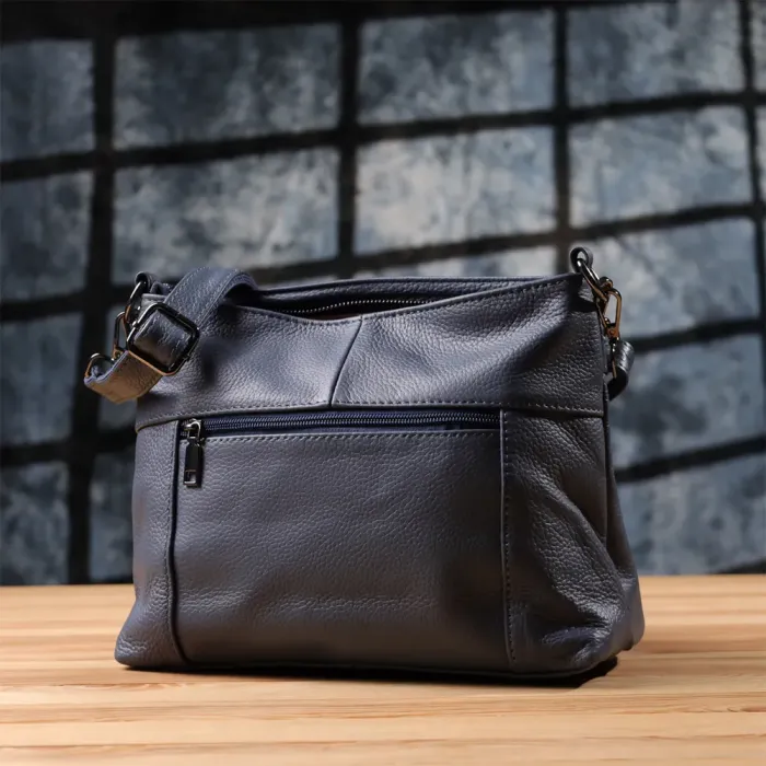 Практична жіноча сумка на два відділення з натуральної шкіри Vintage 23016 Синій