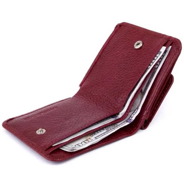 Маленький гаманець жіночий ST Leather 19236 Бордовий на кнопці