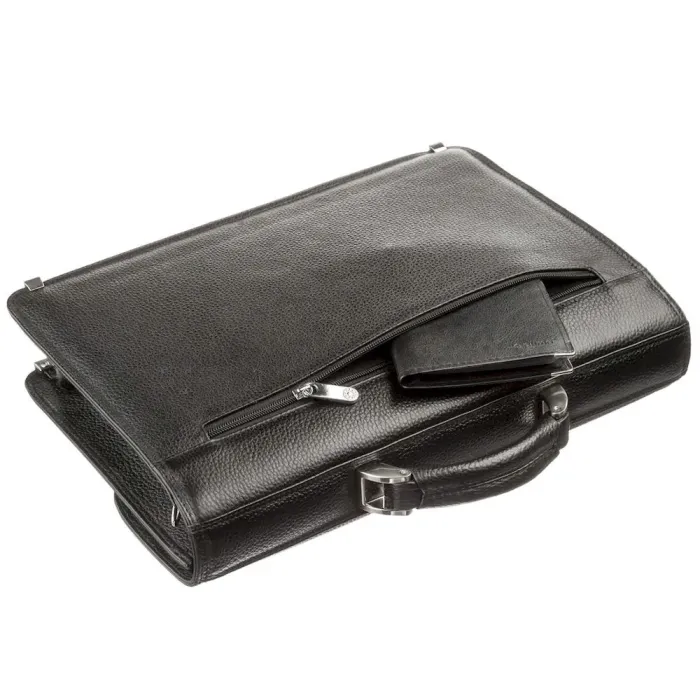 Чоловічий портфель KARYA 17267 шкіряний Чорний флотар