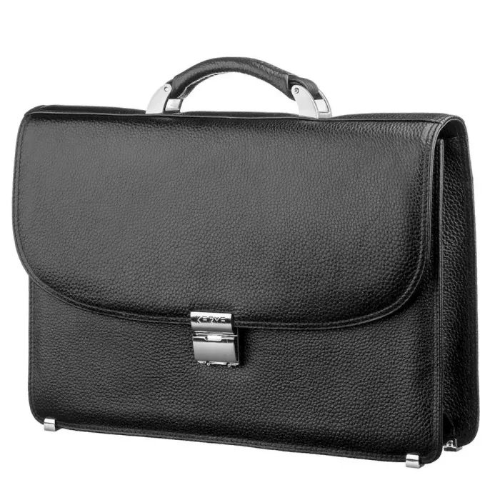 Чоловічий портфель KARYA 17267 шкіряний Чорний флотар