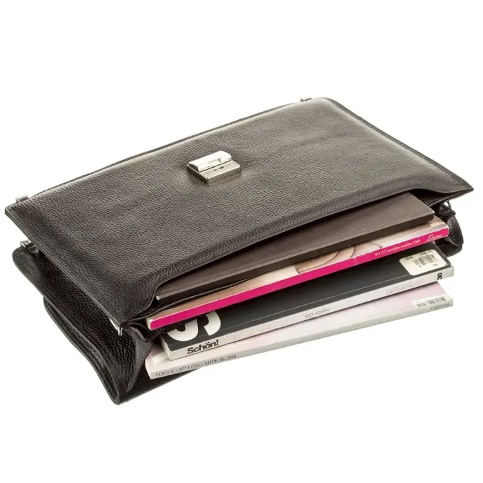 Чоловічий портфель KARYA 17267 шкіряний Чорний флотар