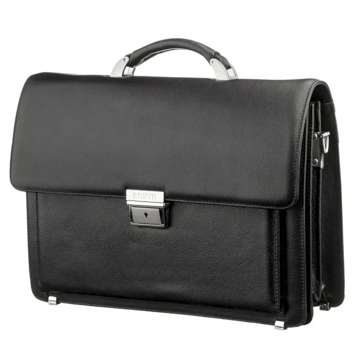 Чоловічий портфель KARYA 17268 шкіряний Чорний флотар
