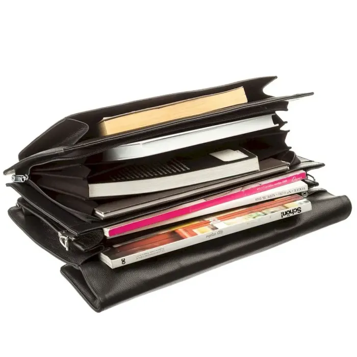 Чоловічий портфель KARYA 17268 шкіряний Чорний флотар