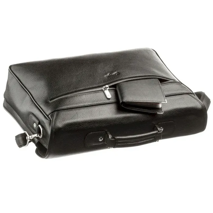 Чоловічий портфель KARYA 17275 шкіряний Чорний флотар
