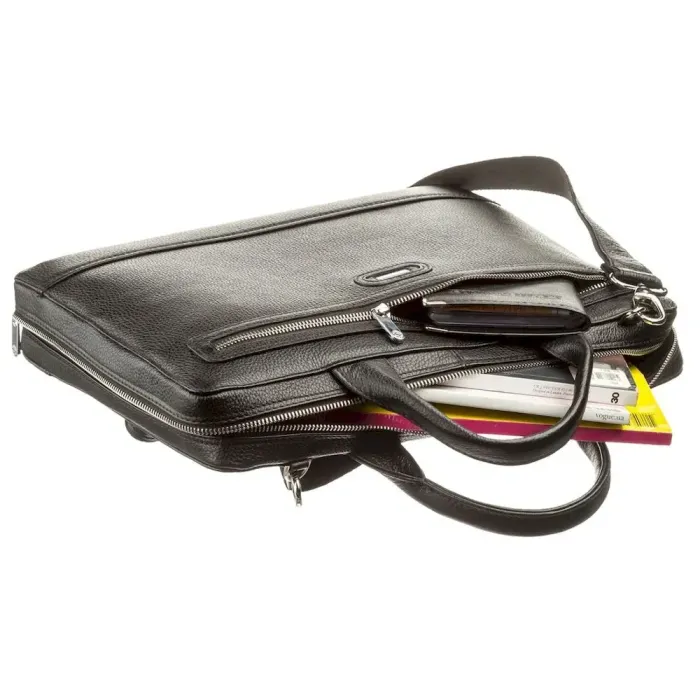 Сумка чоловіча KARYA 17276 шкіряна Чорна флотар