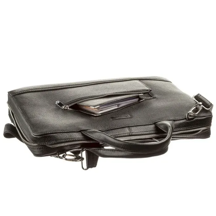 Сумка чоловіча KARYA 17276 шкіряна Чорна флотар