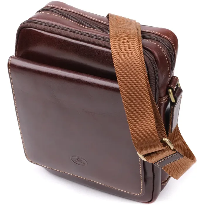 Чоловіча сумка з кишенями з гладкої натуральної шкіри Tony Perotti 20856_1 (9148-17 moro) Коричневий
