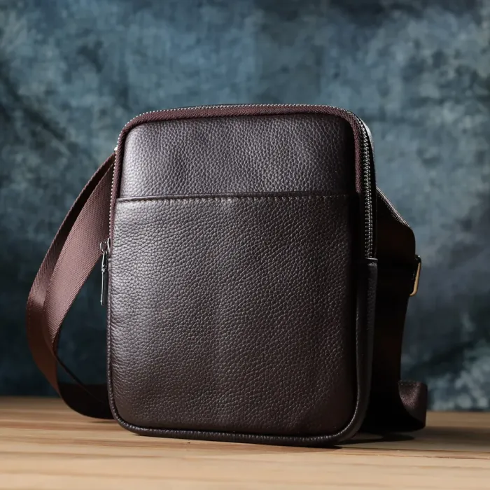 Чоловіча вертикальна сумка з натуральної шкіри Vintage 22863 Коричневий