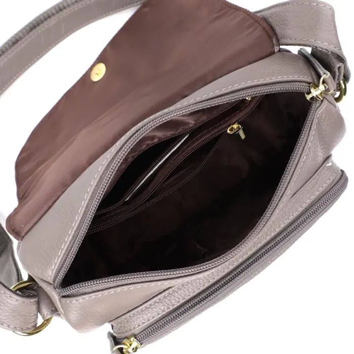 Практична сумка з натуральної шкіри для стильних жінок Vintage 22974 Сірий