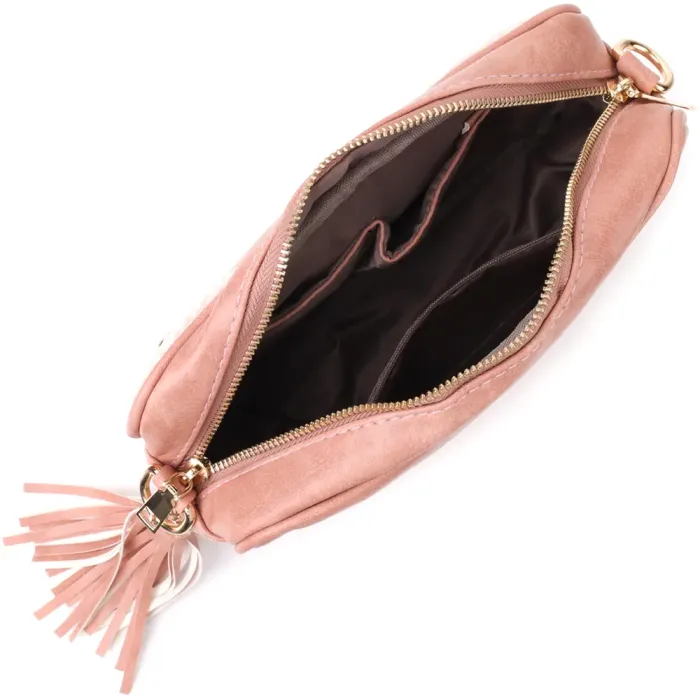 Жіноча сумка з плюшевою вставкою на лицьовій стороні з екошкіри Vintage 15133 Рожевий